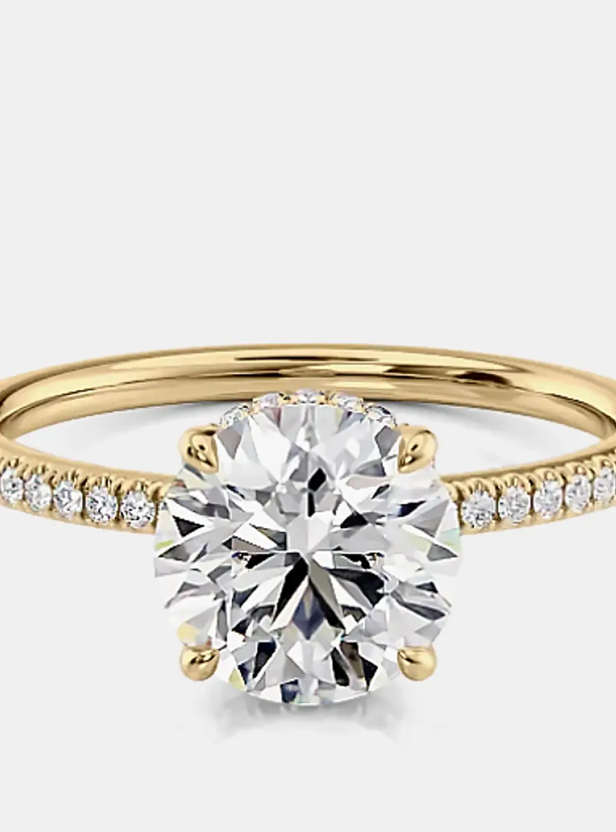 1.90 cts Round Cut Lab Grown Diamond 14k Yellow Gold Wedding Ring Size 52