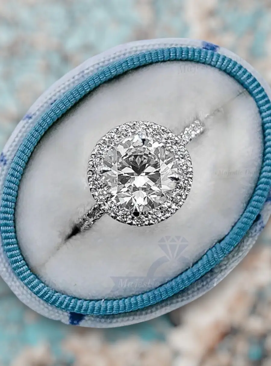 2.50 cts Round Lab Grown Diamond 14k White Gold Engagement Ring Size 52