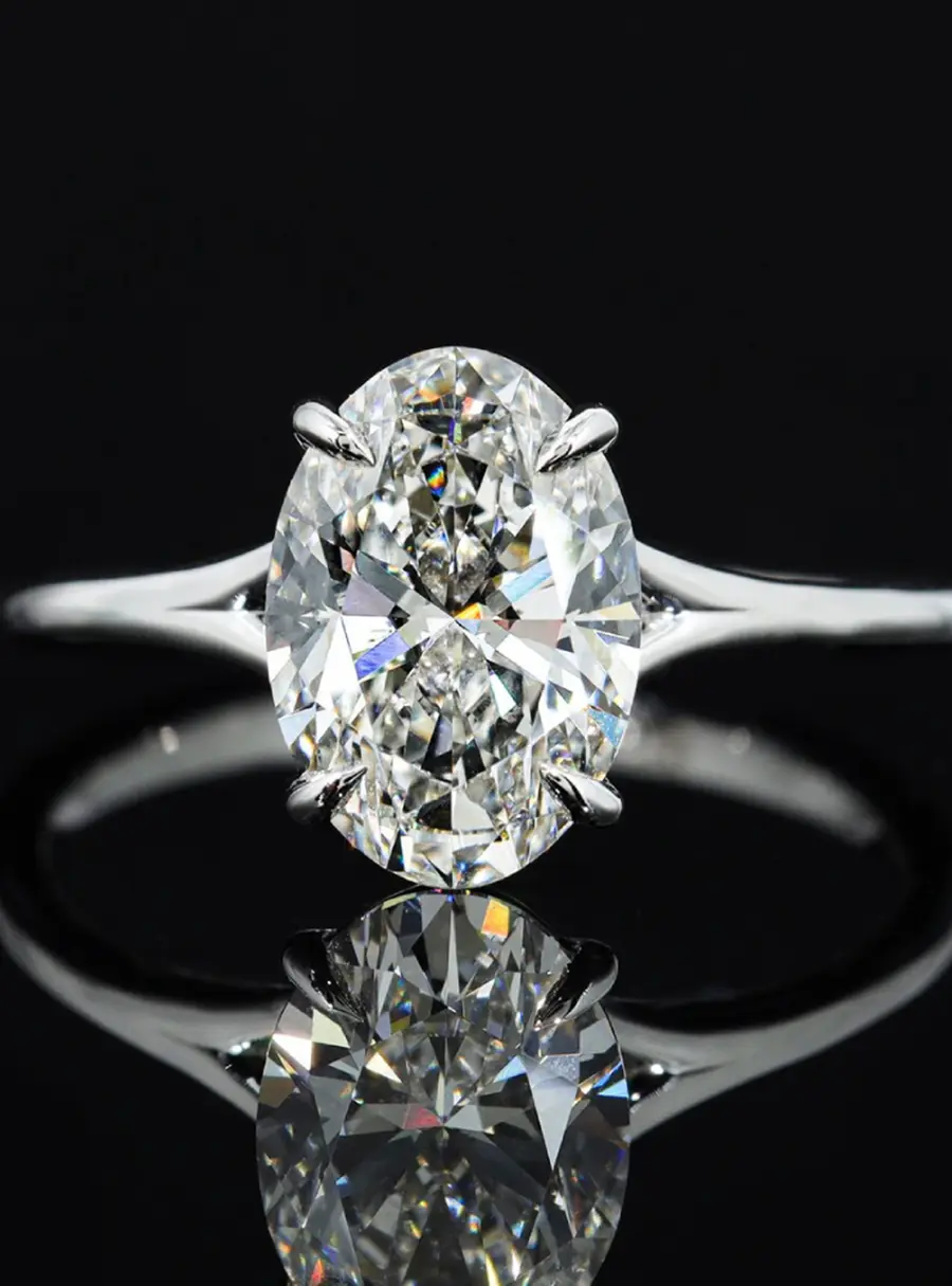 2.00 cts Oval Lab Grown Diamond 14k White Gold Engagement Ring Size 52
