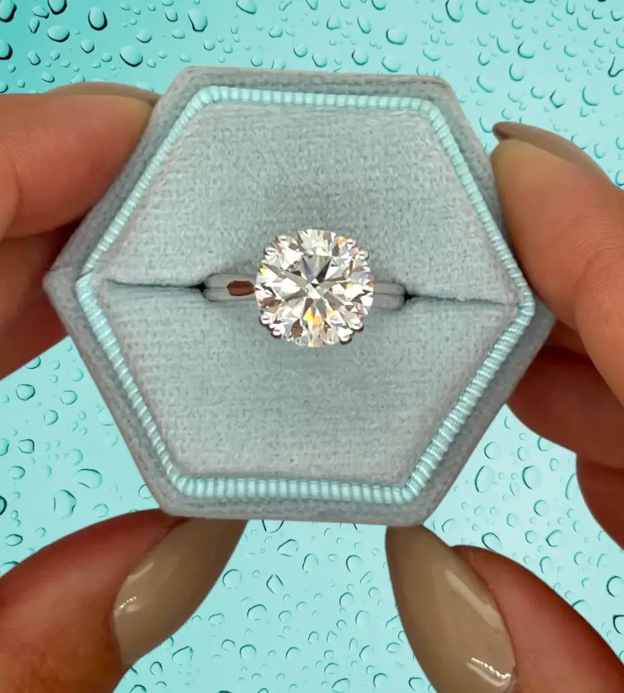 3 cts Round Lab Grown Diamond 18k White Gold Ring Size 5