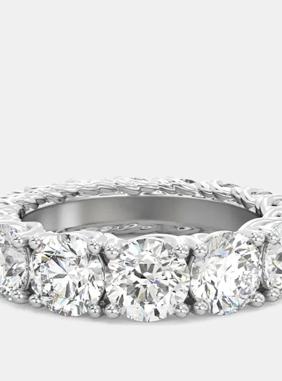 6 cts Round Lab Grown Diamond 18k White Gold Wedding Eternity Band Size 52