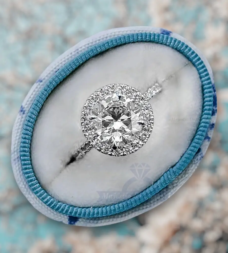 2.50 cts Round Lab Grown Diamond 18k White Gold Engagement Ring Size 52