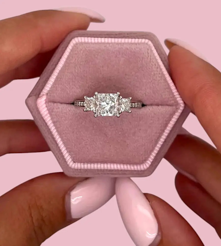 2.00 cts Princess Cut Lab Grown Diamond 18k White Gold Ring Size 6