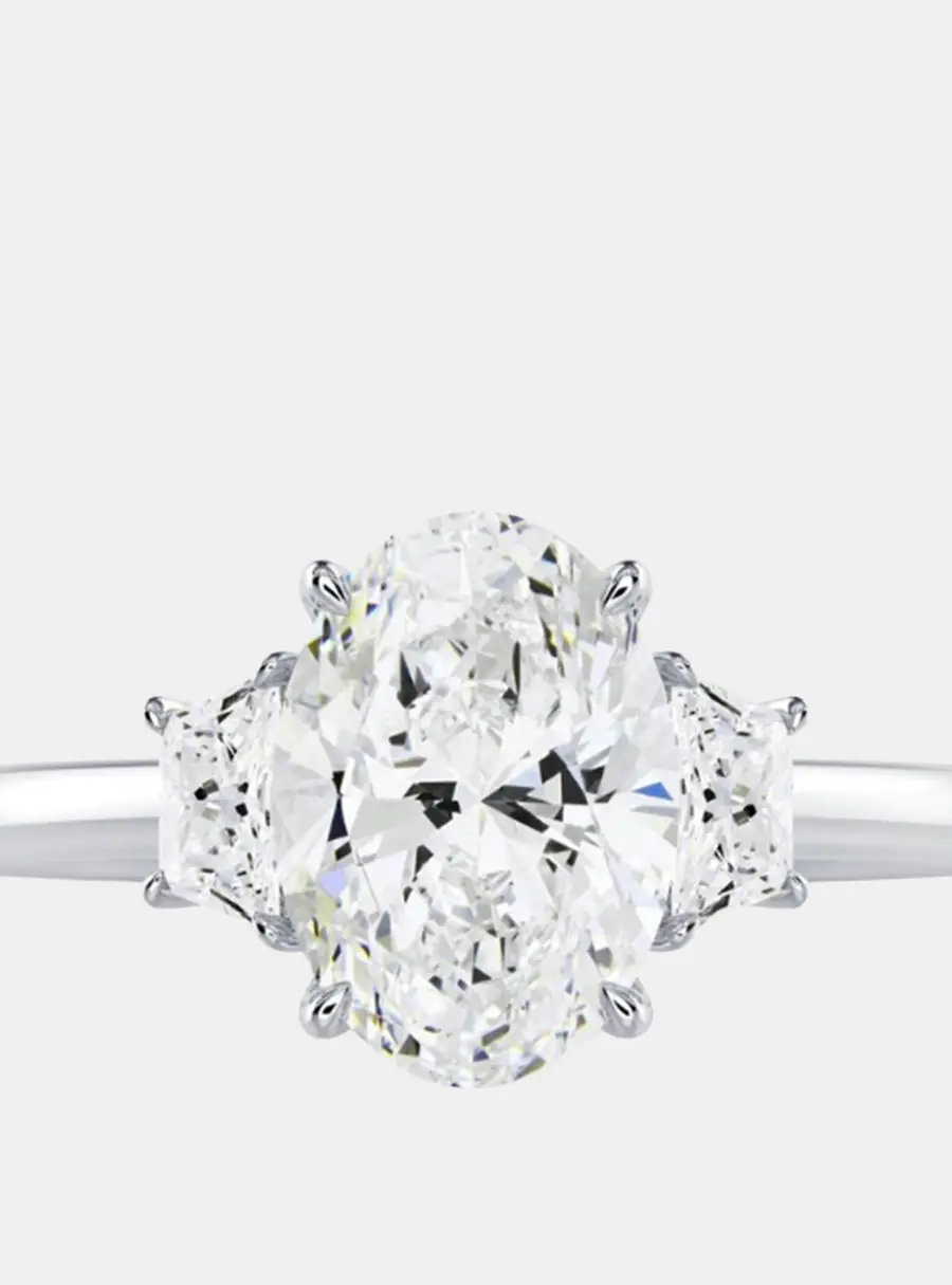 2 cts Oval Lab Grown Diamond 18k White Gold Engagement Ring Size 52