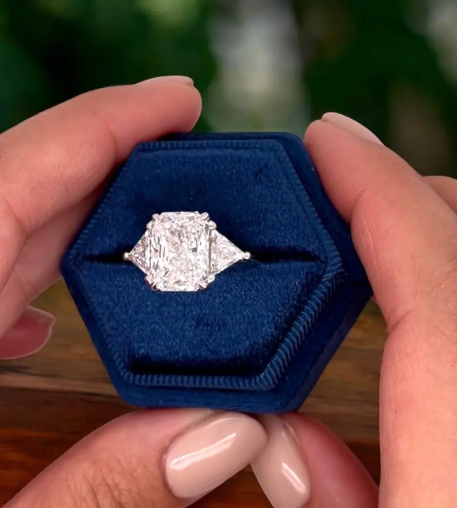 5 cts Radiant Lab Grown Diamond 14k White Gold Engagement Ring Size 52