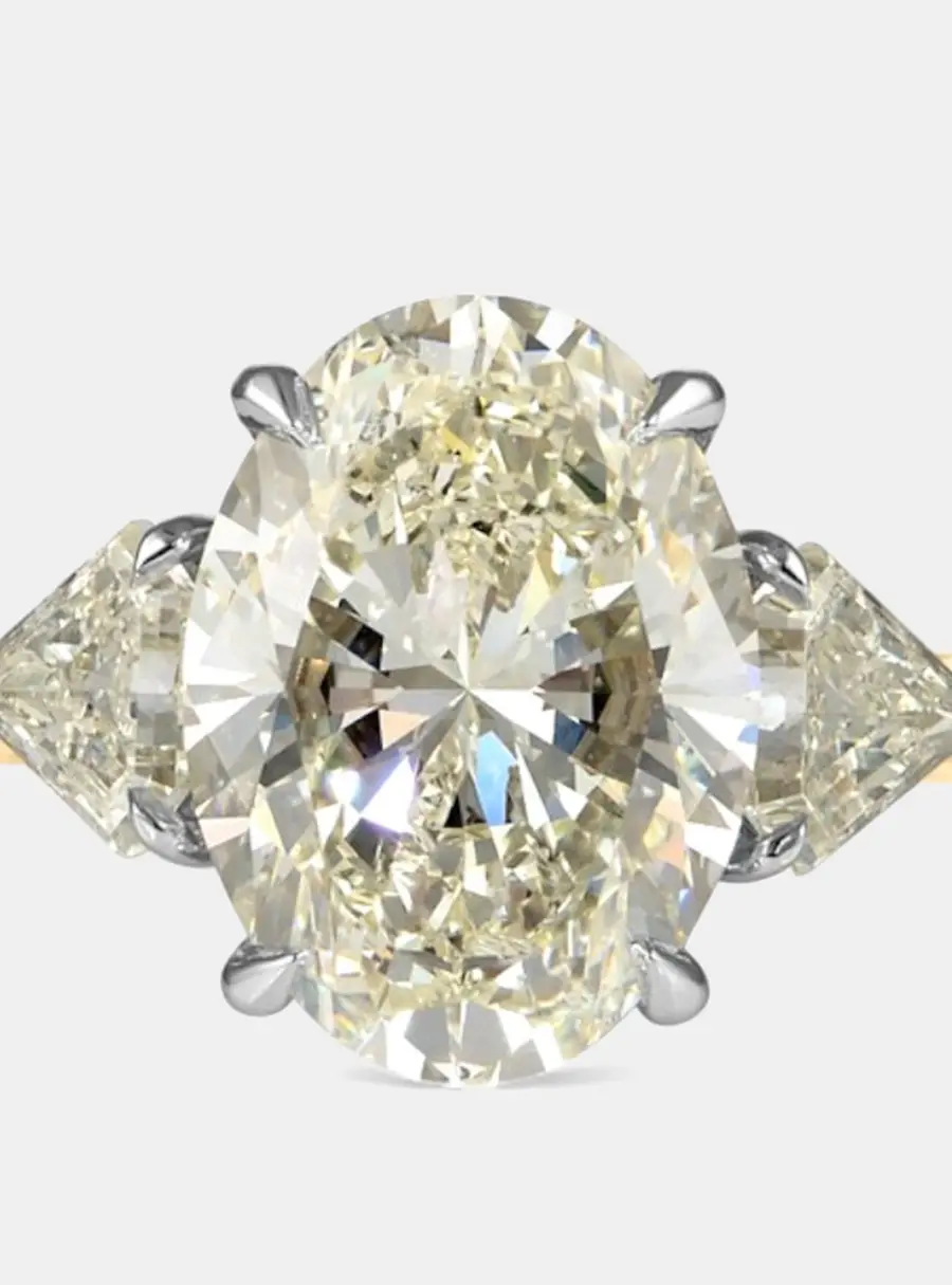 5.9 cts Oval Lab Grown Diamond 14k Multi Tone Gold Wedding Ring