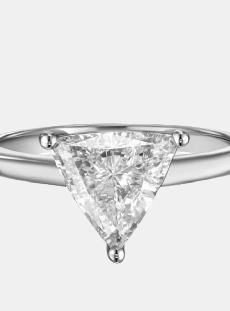 1.5 cts Triangle Lab Grown Diamond 14k White Gold Wedding Ring Size 52