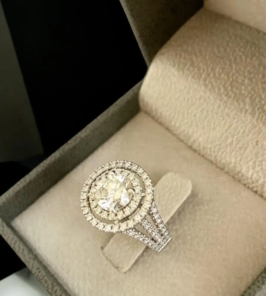 2 cts Round Lab Grown Diamond 14k White Gold Wedding Ring Size 52