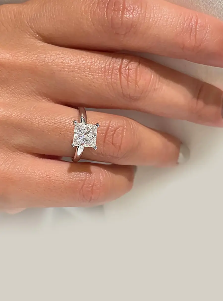 2 cts Princess Cut Lab Grown Diamond 14k White Gold Ring Size 52