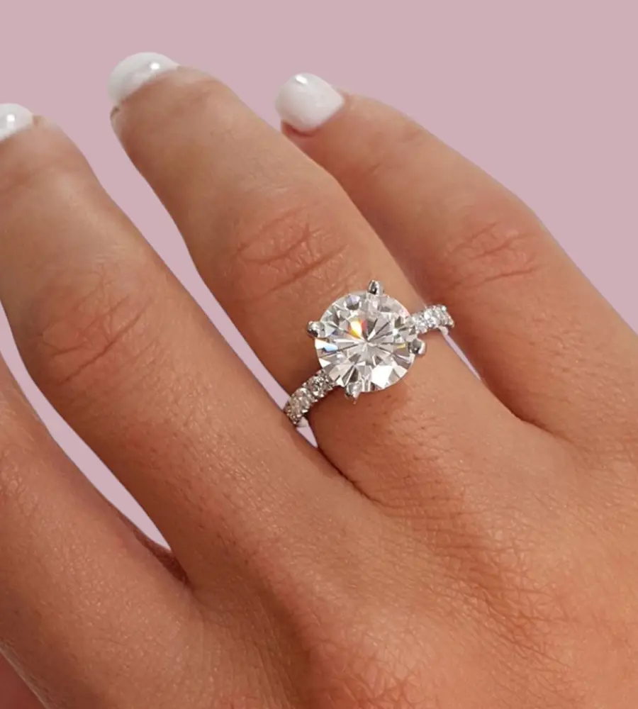 3.5 cts Round Lab Grown Diamond 14k White Gold Wedding Ring Size 52