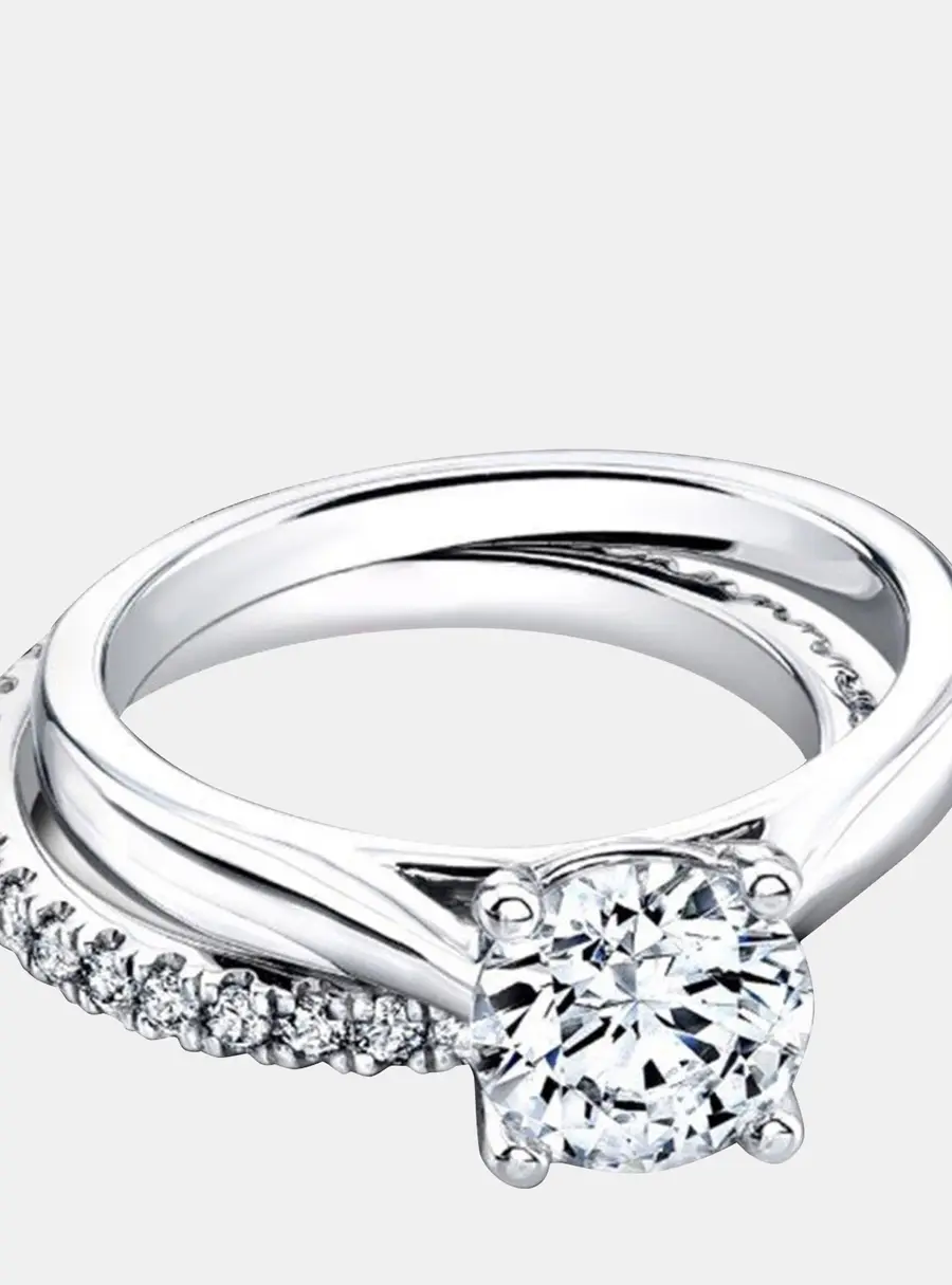 1.72 cts Round Lab Grown Diamond 18k White Gold Ring Set Size 7
