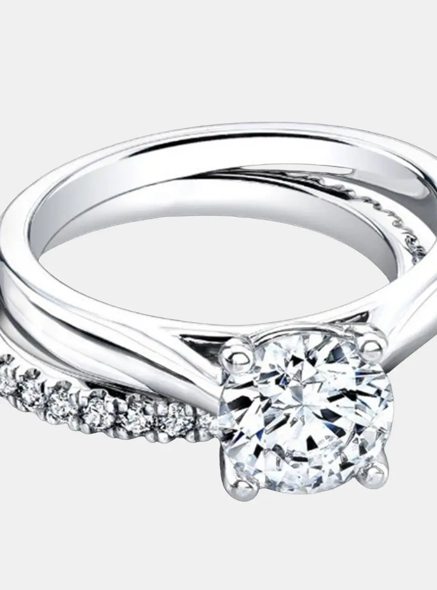 1.72 cts Round Lab Grown Diamond 18k White Gold Ring Set Size 8