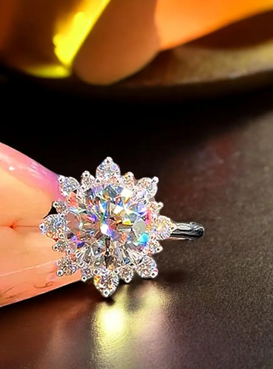 3 cts Round Lab Grown Diamond 18k White Gold Engagement Ring Size 52