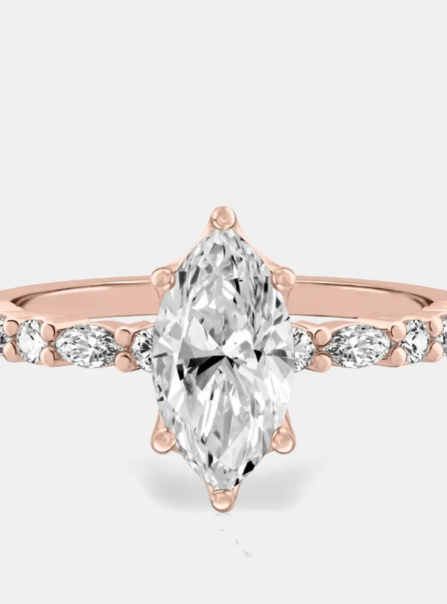 1.4 cts Marquise Lab Grown Diamond 18k Rose Gold Engagement Ring Size 52