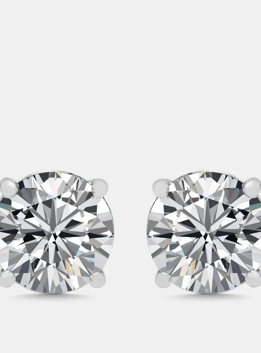 6 cts Round Lab Grown Diamonds 18k White Gold Stud Earrings