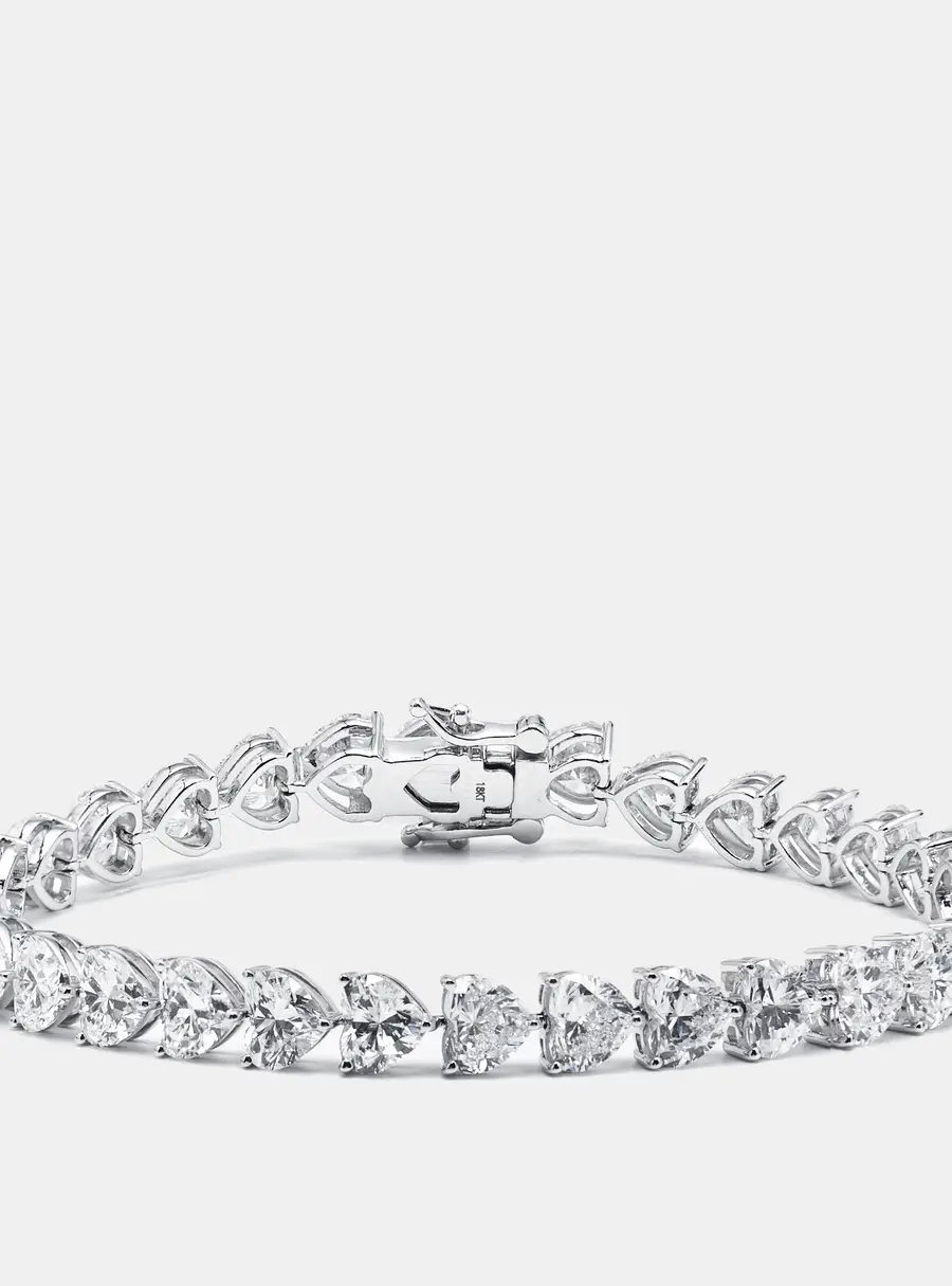 16 cts Heart Lab Grown Diamonds 18k White Gold Bracelet