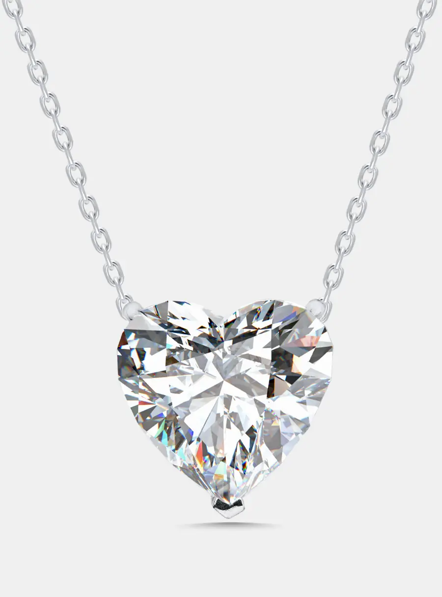 7.5 cts Heart Lab Grown Diamond 18k White Gold Pendant Necklace