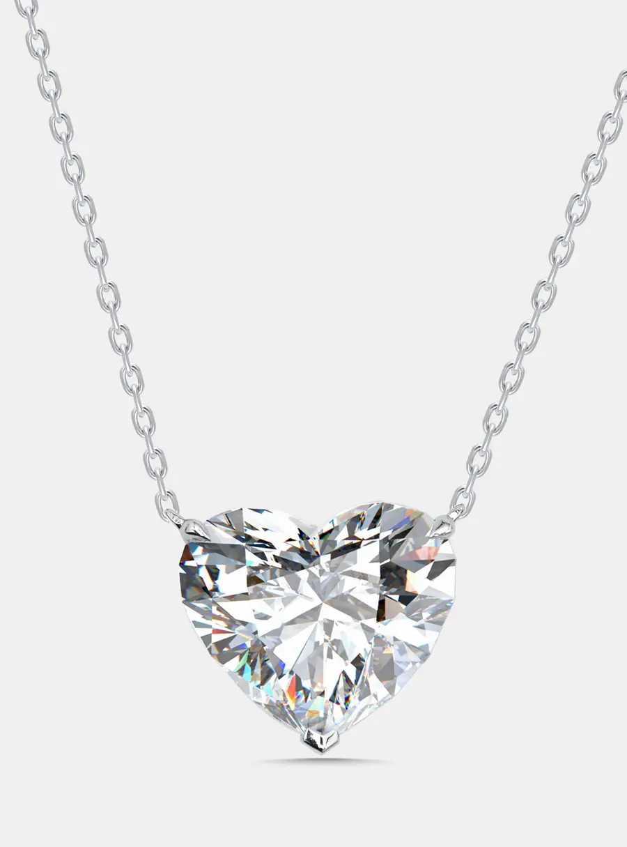 9 cts Heart Lab Grown Diamonds 18k White Gold Necklace