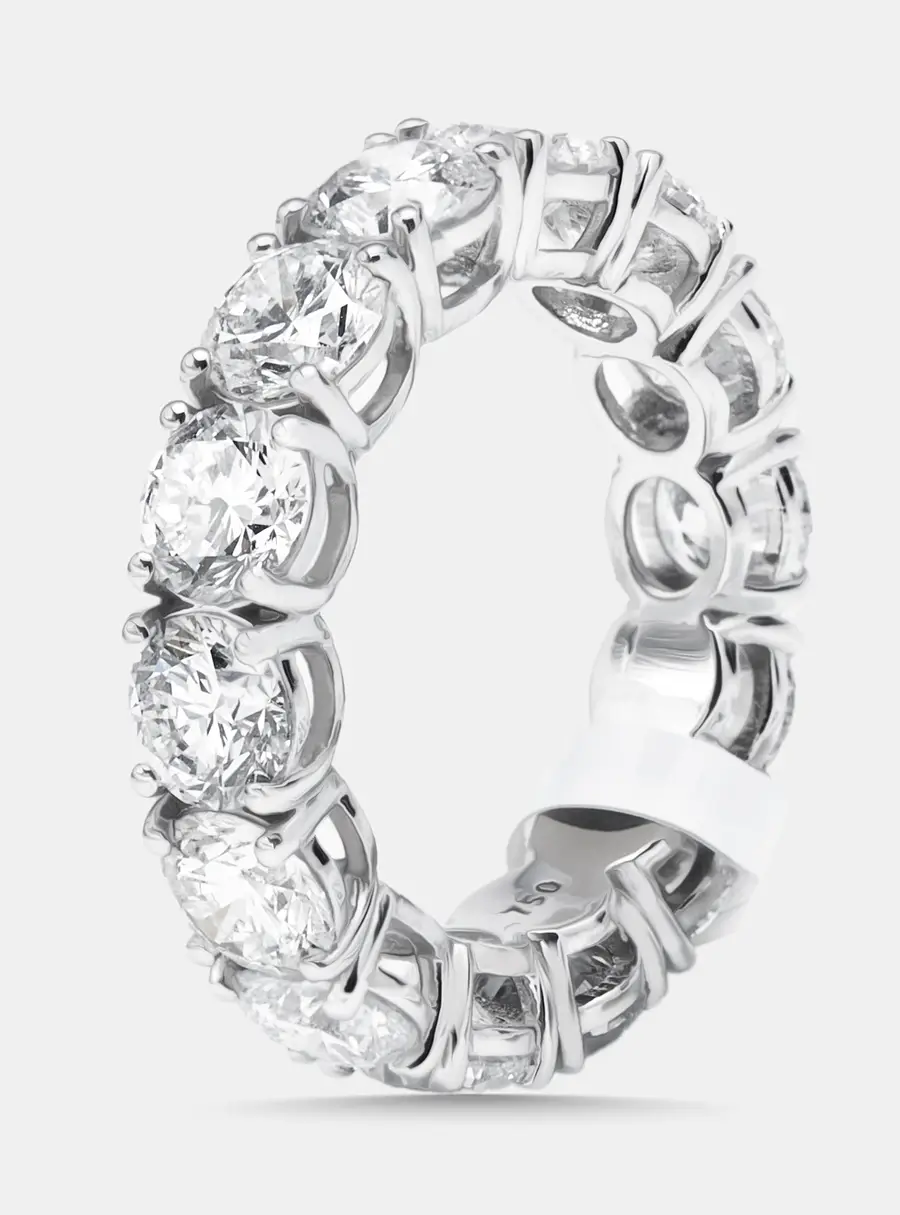 7.2 cts Round Lab Grown Diamonds 18k White Gold Ring Size 53