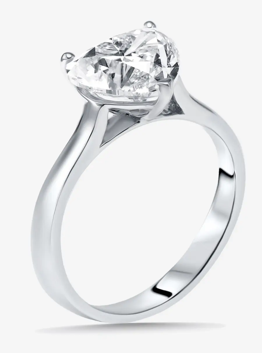 1.7 cts Heart Lab Grown Diamonds 18k White Gold Ring Size 52