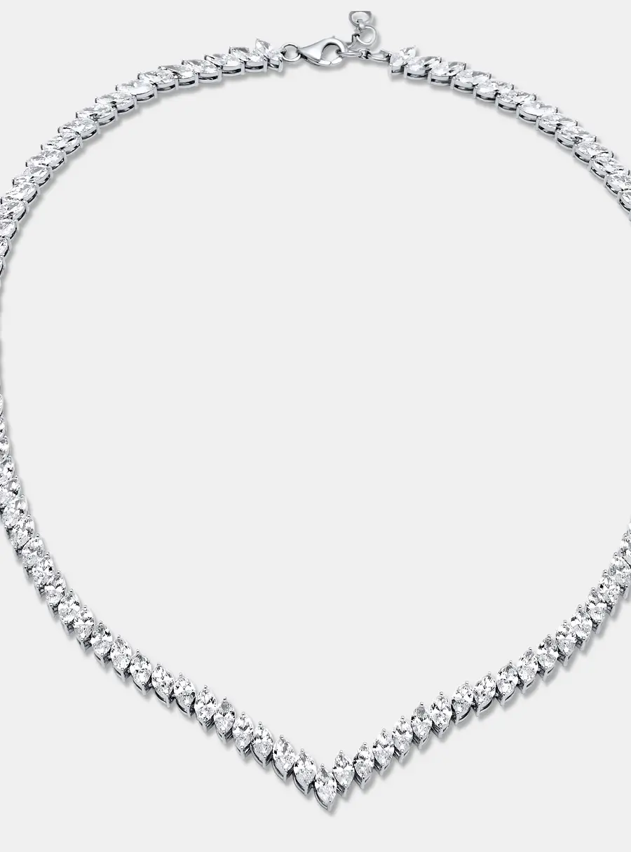 30.5 Cts Marquise 18K White Gold Lab Grown Diamonds Necklace