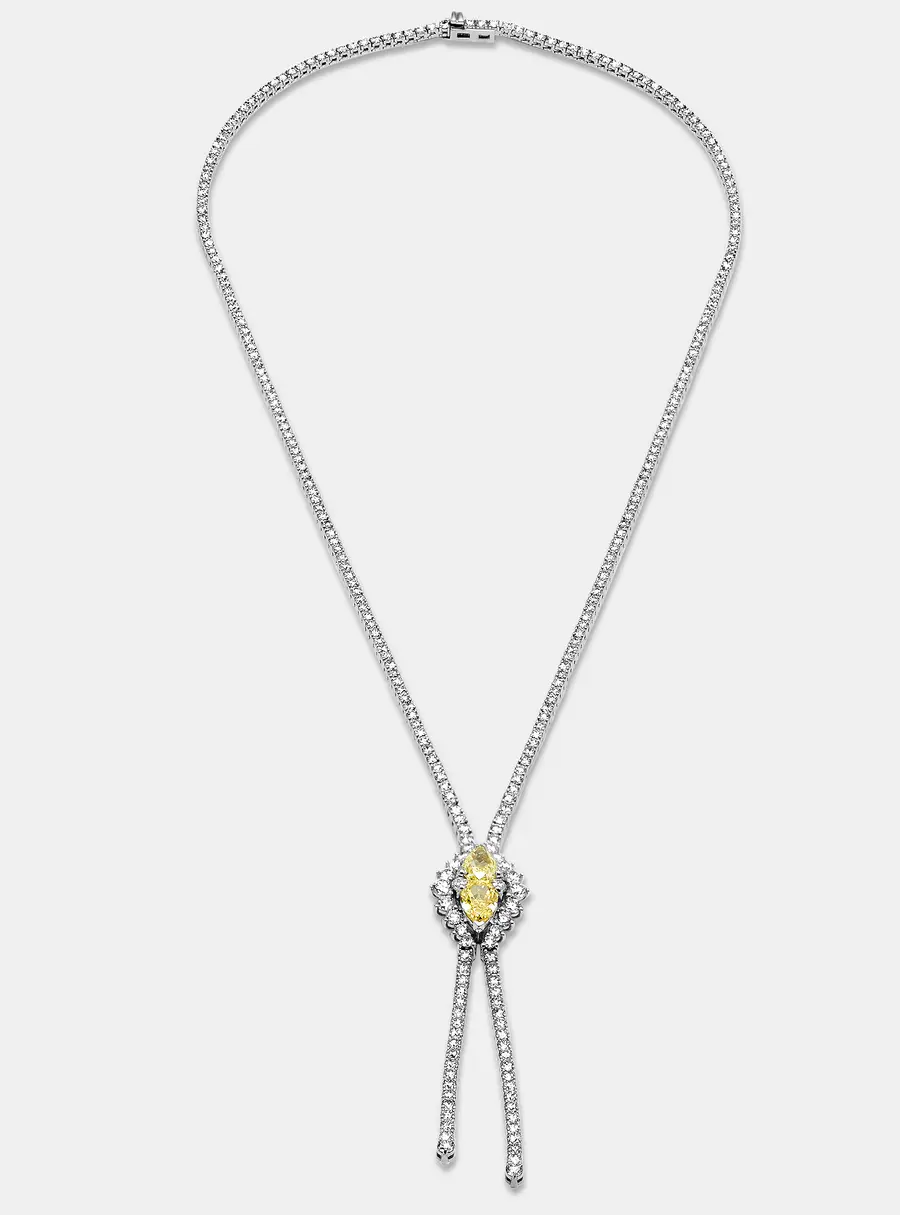13 Cts Pear Round 18K White Gold Lab Grown Diamonds Necklace