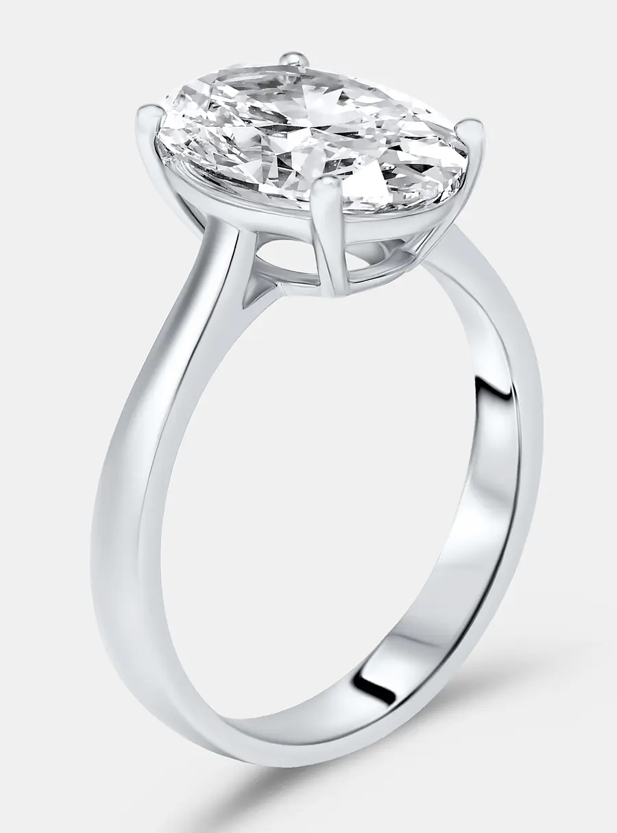 3.00 cts Oval Brilliant Lab Grown Diamond 18k White Gold Ring Size 53