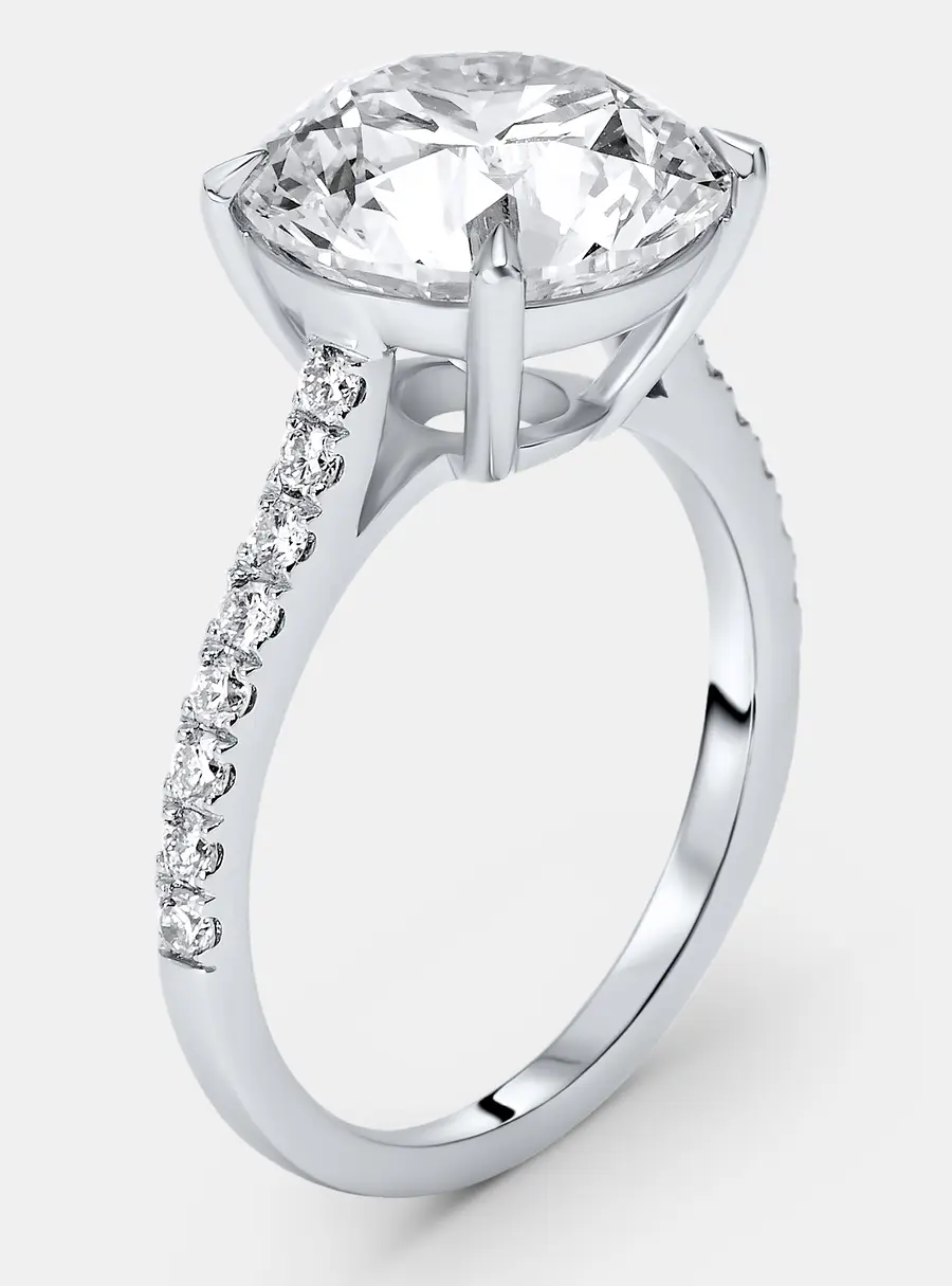 3.30 cts Round Brilliant Lab Grown Diamonds 18k White Gold Ring Size 51