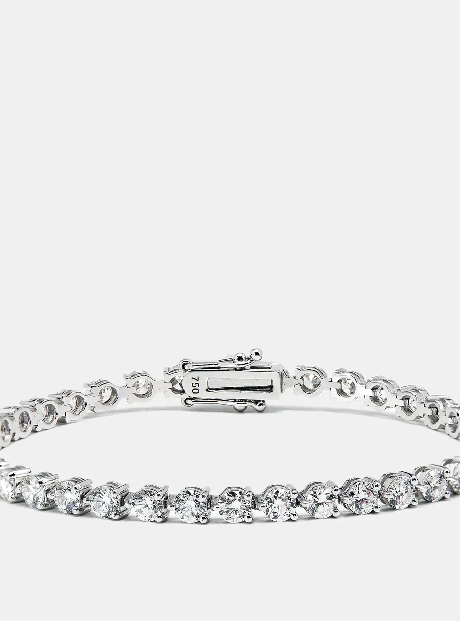 6.24 cts Round Brilliant Cut Lab Grown Diamonds 18k White Gold Tennis Bracelet