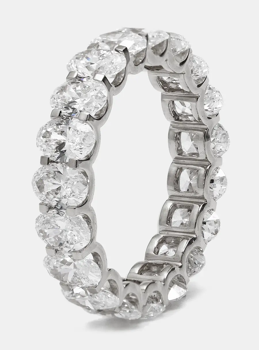 4.80 cts Oval Brilliant Lab Grown Diamond 18k White Gold Eternity Band Ring Size 53