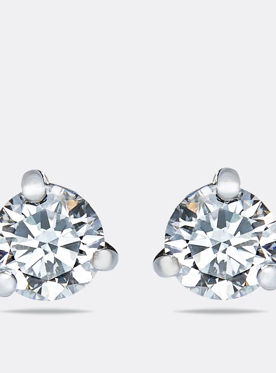 2.09 cts Round Brilliant Cut 18k White Gold Lab Grown Diamonds Solitaire Stud Earrings