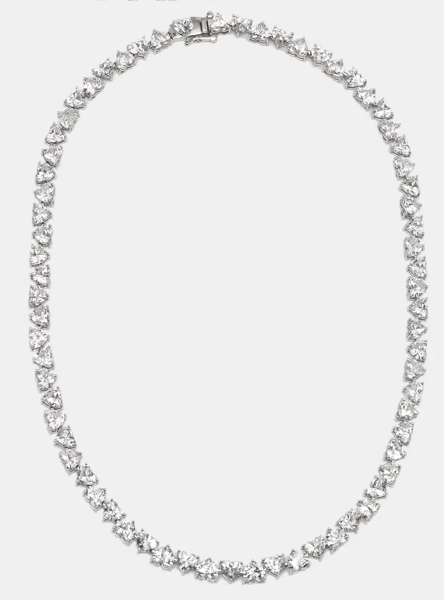 35.5 cts Heart Lab Grown Diamond 18k White Gold Necklace