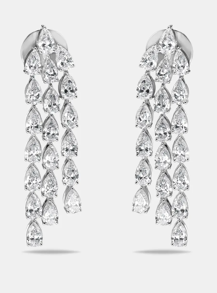 7 cts Pear Lab Grown Diamond 18k White Gold Earrings