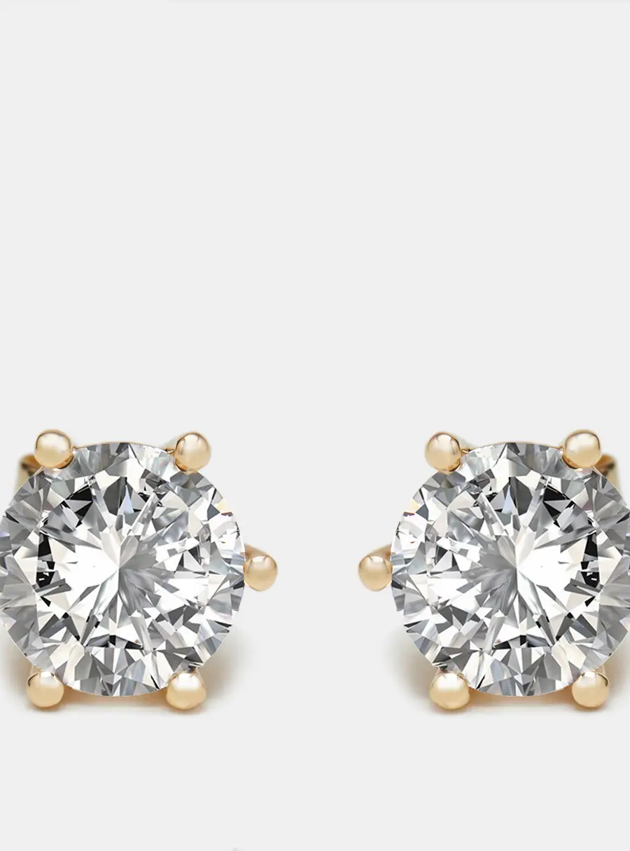 4 cts Round Lab Grown Diamond 18k Yellow Gold Earrings