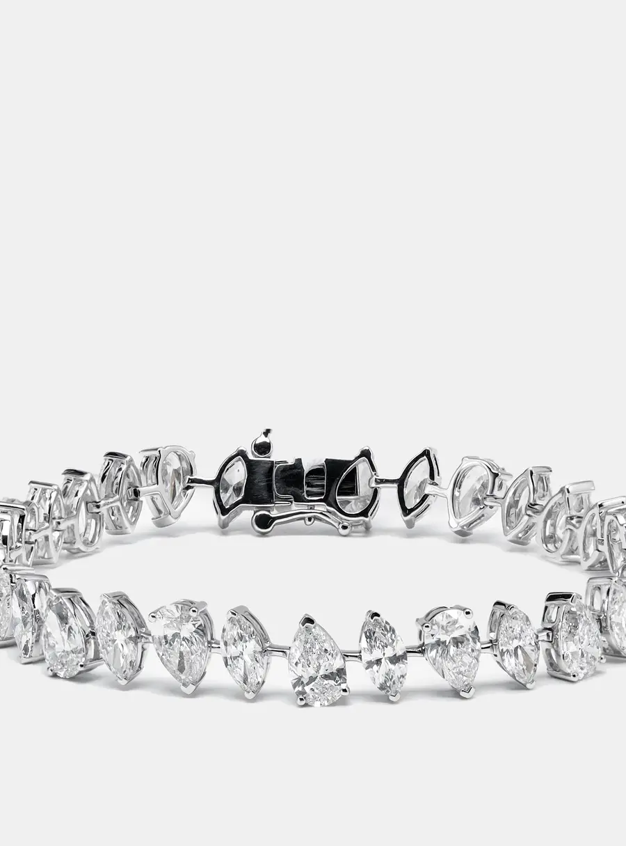 13.5 cts Pear and Marquise Lab Grown Diamond 18k White Gold Bracelet