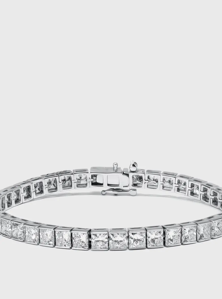 13 cts Princess Lab Grown Diamond 18k White Gold Bracelet
