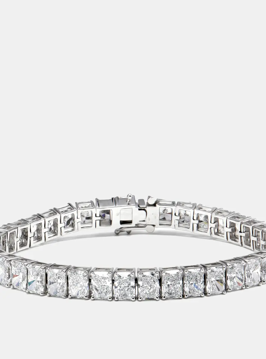 20 cts Radiant Lab Grown Diamond 18k White Gold Bracelet