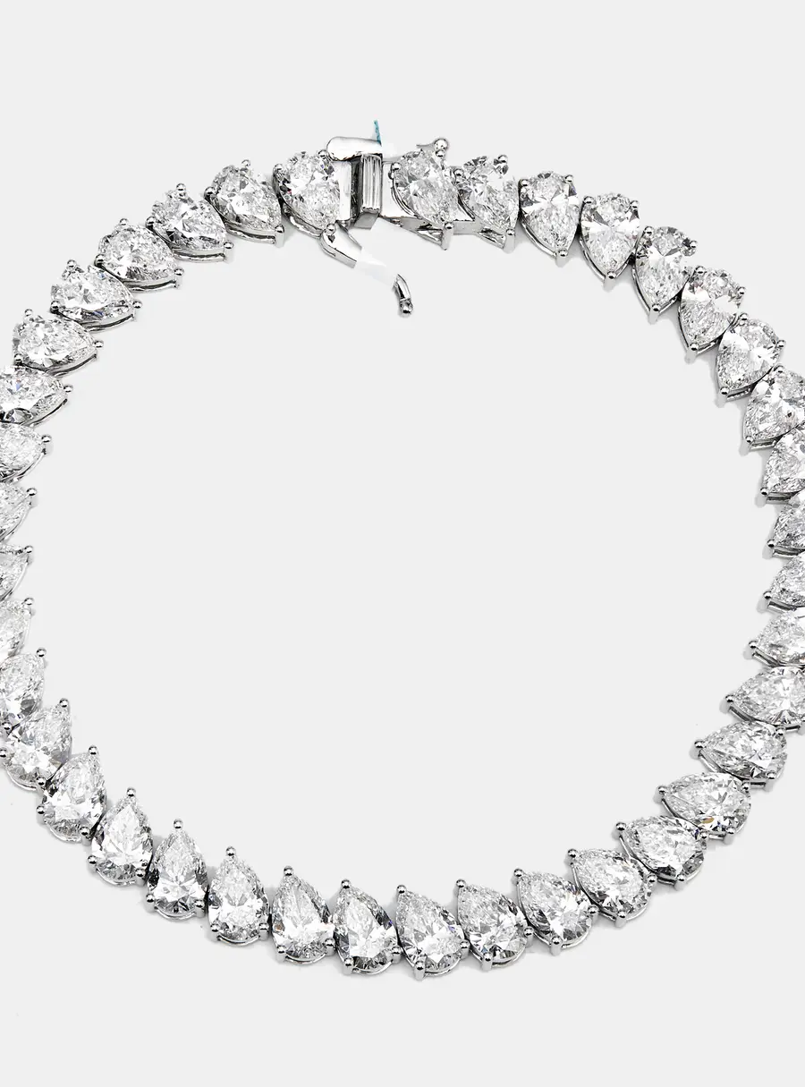 14 cts Pear Lab Grown Diamond 18k White Gold Bracelet