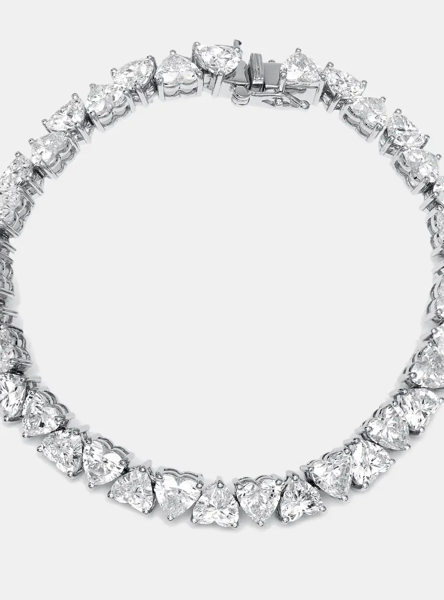 15.5 cts Heart Lab Grown Diamond 18k White Gold Bracelet