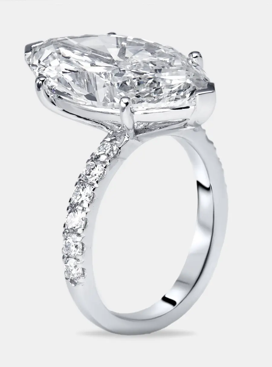 9.5 cts Marquise Round Lab Grown Diamond 18k White Gold Ring Size 51