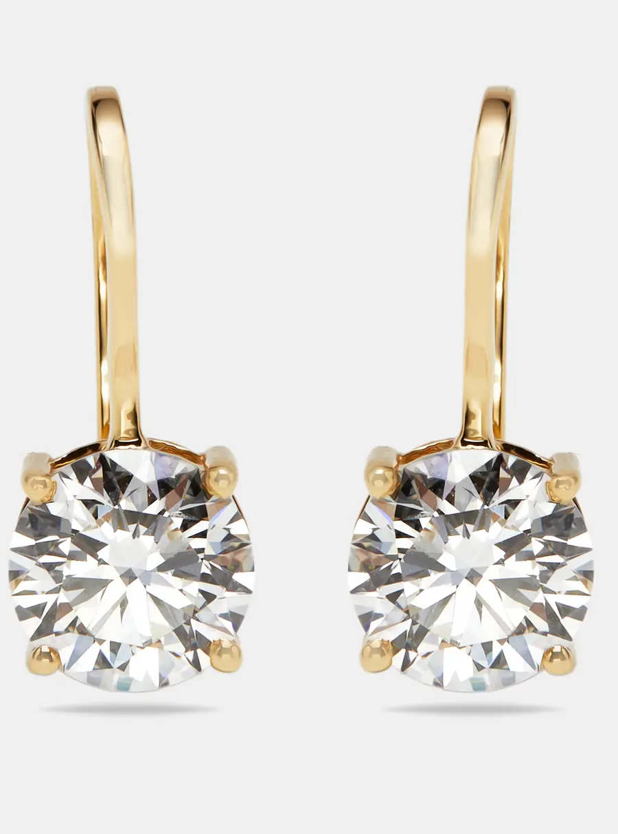 2 cts Round Lab Grown Diamond 18k Yellow Gold Earrings