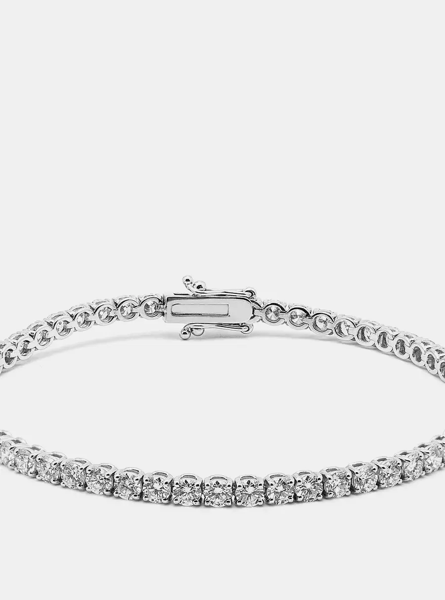 5.20 cts Round Brilliant Lab Grown Diamonds Sterling Silver 925 Tennis Bracelet