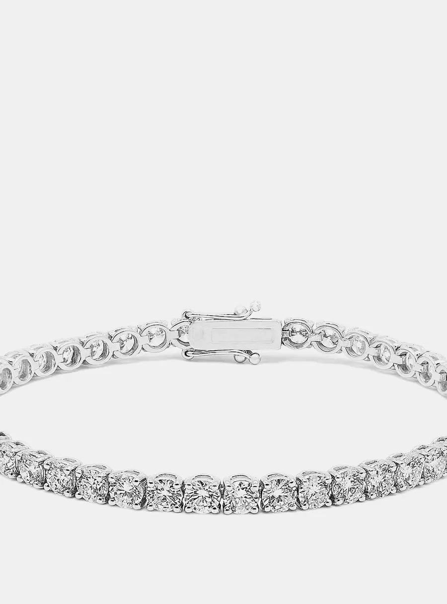 7.50 cts Round Brilliant Lab Grown Diamonds Sterling Silver 925 Tennis Bracelet