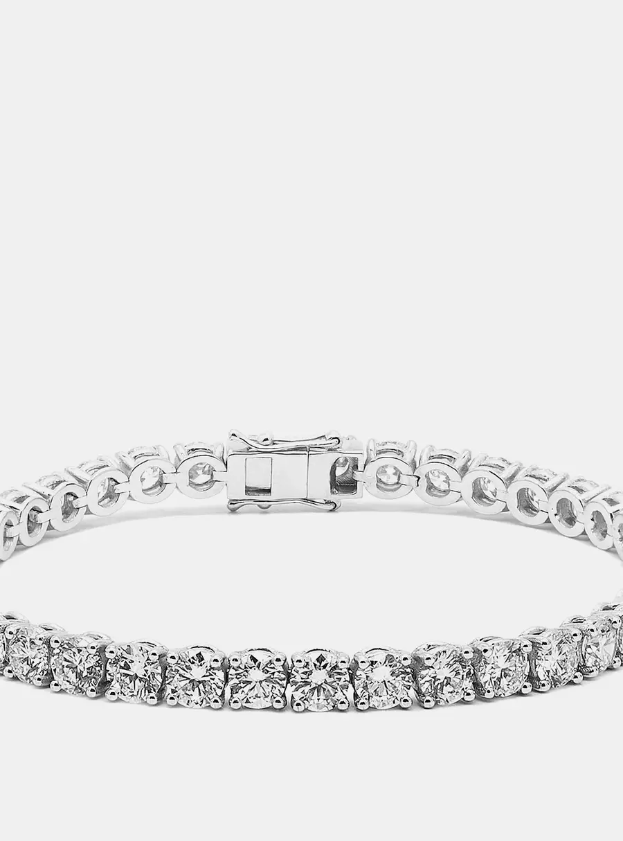 9.5 cts Round Brilliant Lab Grown Diamonds Sterling Silver 925 Tennis Bracelet