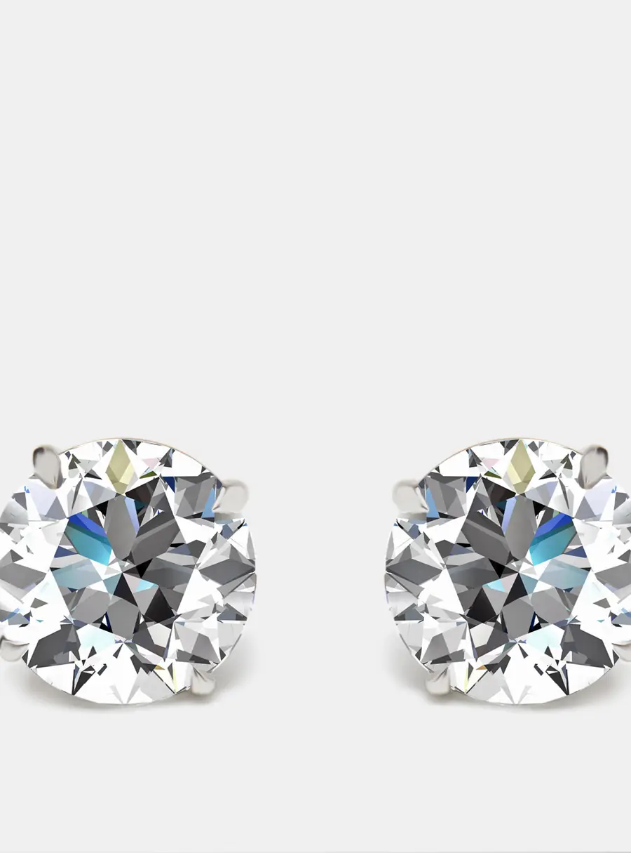 17.00 cts Round Lab Grown Diamonds 18k White Gold Earrings