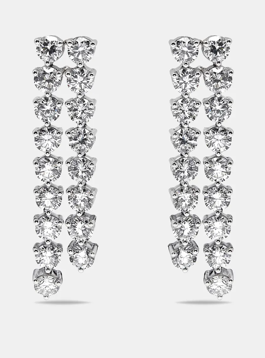 9.7 cts Round Lab Grown Diamonds 18k White Gold Earrings