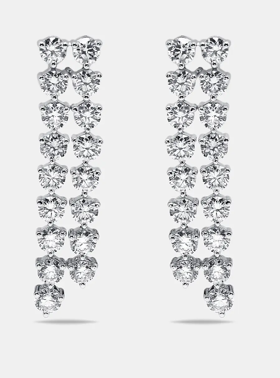 8.4 cts Round Lab Grown Diamonds 18k White Gold Earrings