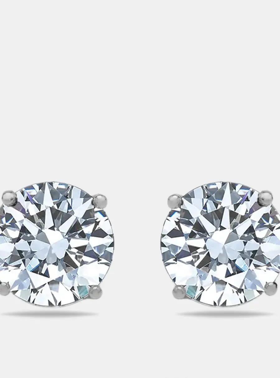 6 cts Round Lab Grown Diamonds 18k White Gold Earrings