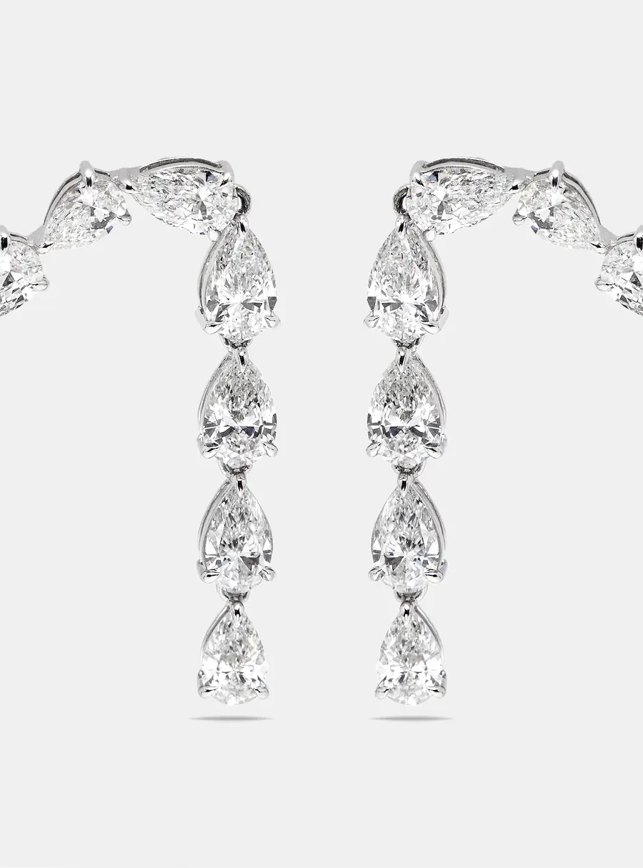8.00 cts Pear Lab Grown Diamonds 18k White Gold Earrings