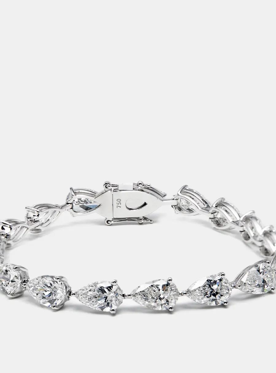 18 cts Pear Lab Grown Diamonds 18k White Gold Bracelet